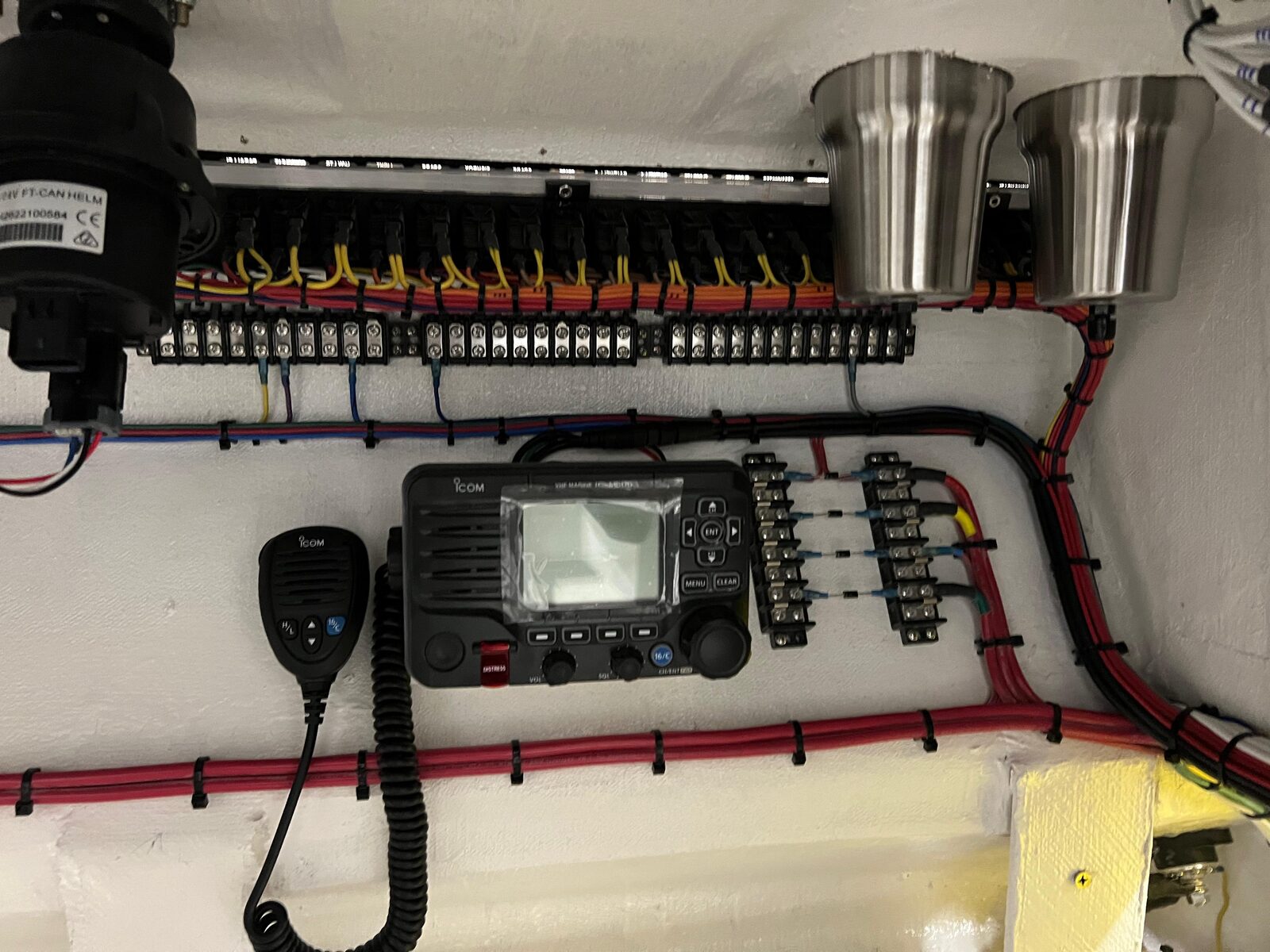 Helm electronics and VHF radio install by Salas Electrical Solutions