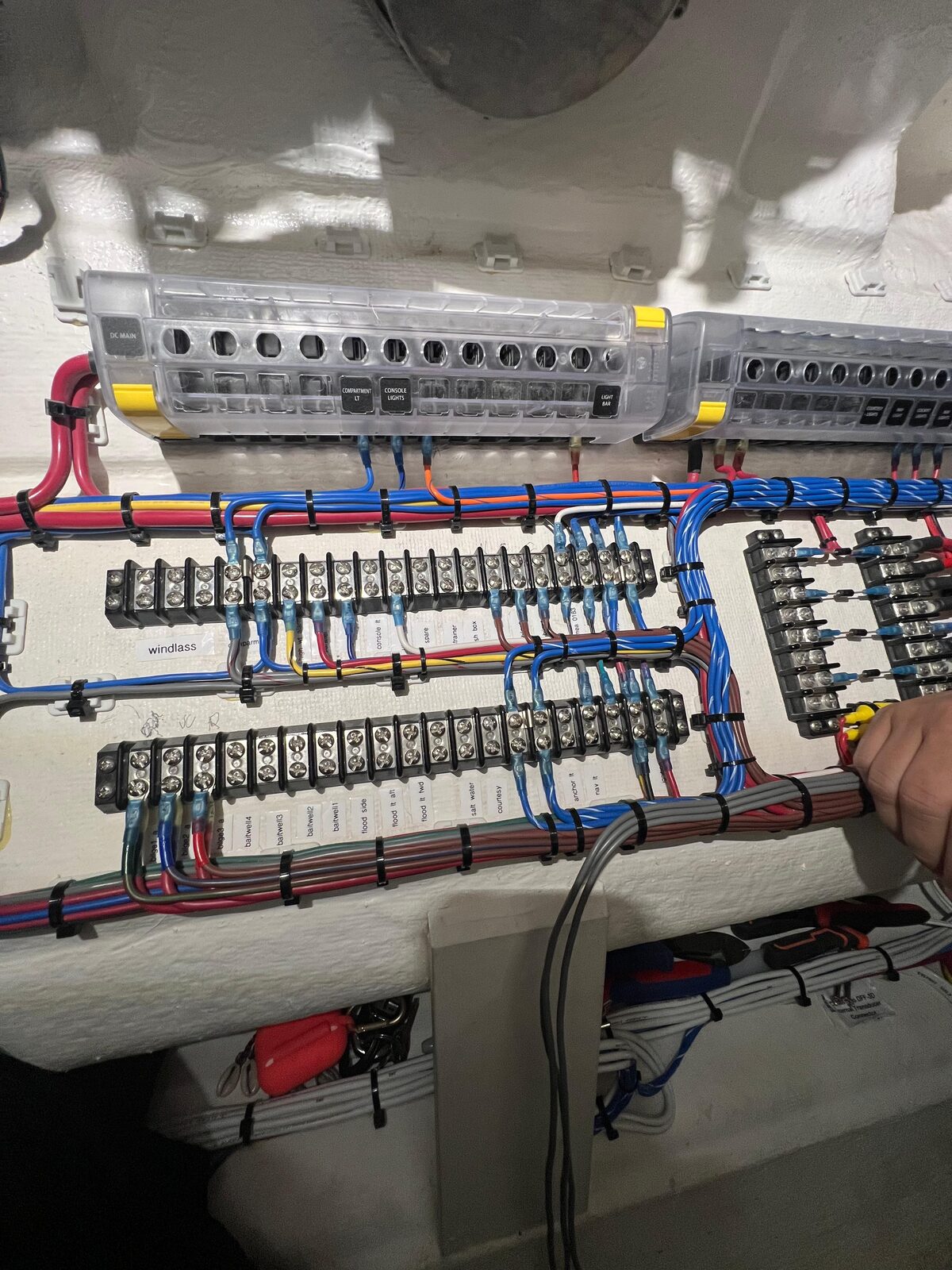 DC panel and labeled wiring